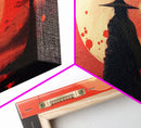 Mysterious Samurai and Blood Moon Print on Canvas, Framed Canvas Print, Modern Wall Art, Canvas Wall Set , Extra Large Wall Art, Warrior Art