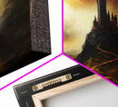 High Fantasy Art, The Dark Castle, Framed Canvas Print, Moonlit Fantasy, Custom Fantasy Art, fantasy art canvas