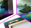 Psychedelic wall art, canvas print, trippy river nature print
