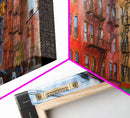 Colorful Abstract Row Of Buildings City Canvas Print, Large Urban Art Print, Cityscape Art, Vibrant Art, Panoramic, Wall Art, Canvas Print