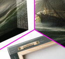 Haunted Pirate Ghost Ship On Rough Seas, Framed Canvas Print, Fantasy Wall Art, Wall Decor, Pirate Wal Art, Gift For Him, Kid's Room