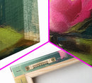 Pink Flower, Pink Water Lily Wall Art, Nature Wall Decor, Oil Painting, Panoramic Wall Decor, Canvas Print, Wall Art, Framed Canvas Art
