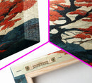 Japanese maple tree canvas print, vintage style wall art, woodblock print style wall art