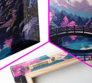 Japanese Art- Wabi Sabi Style Japanese Synthwave Pagoda, Game Room Art, Framed Canvas Print, Framed Art, Framed Painting, Retro Aesthetic