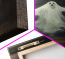 The Haunted Library, Spooky Gothic Victorian Ghost, Halloween Decor, Framed Canvas Print, Halloween Canvas Art