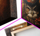 Gothic Victorian Owl Portrait, Framed Canvas Print, Halloween Wall Art, Unique Wall Decor, Owl Painting