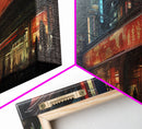 Futuristic Cyberpunk City, Framed Canvas Print, Dystopian Art, Metropolis Painting, Unique Office Decor