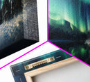 Northern lights canvas wall art Forest print Aurora Borealis Night Sky canvas Nature wall art Northern lights Landscape Framed Wall Art