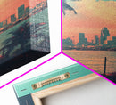 Cityscape Wall Art, Tropical Wall Art, Palm Tree Art, Canvas Print, Wall Hanging, Portrait Art, City Wall Art, Gifts For Grandma, Office Art