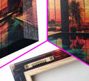Midcentury Modern Wall Art, Framed Canvas Print, Retro MCM Decor, Minimalist Decor, Sunset Over An Indoor Pool, Eclectic Architecture Art