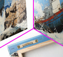 Man Vs. Ocean, Tugboat Crashing On The Rockets, Framed Canvas Print, Nautical Decor, Nautical Centerpiece