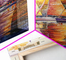 Colorful Sailboats Reflected On Water Framed Canvas Print Fall Nautical Wall Art Coastal Decor Best Gift Idea Holiday Wall Art