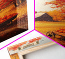 Pumpkin Cart In Fall Field Framed Canvas Print Rustic Autumn Country Farmhouse Decor Perfect Seasonal Art For Farmhouse Christmas Wall Art
