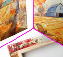 Rustic Autumn Farmhouse Scene Framed Canvas Print Fall Country Landscape with Barn Seasonal Wall Art Farmhouse Decor Holiday Gift 2024