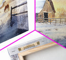 Rustic Barn in Winter Wonderland, Framed Canvas Print, Farmhouse Christmas Art, Christmas Wall Decor, Holiday Seasonal Wall Art, Gift Idea