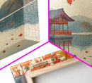 Autumn Japanese Lake House Canvas Print | Fall Wall Art Home Decor | Seasonal Fall Art | Gift Idea | 2024 Autumn Home Wall Art