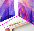 Purple Mountain Painting Framed Print, Canvas Art, Panoramic Extra Wide Wall Art