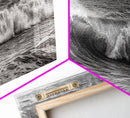 Subdued Black and White Ocean Photography Style Print, Panoramic Wall Art, Wood Framed Canvas Art, Seascapes, Nautical Decor