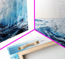 Splash of Waves In The Ocean, Framed Canvas Print, Nautical Seascapes Wall Art