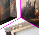 Dark Moonlit Gothic Castle, Framed Canvas Print, Dark Fantasy Painting, Dark Academia, Ready To Hang Art, Moody Decor