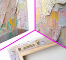 Abstract Moody Floral Wall Art, Framed Canvas Print, Pink and Pastel Wall Art, Large Abstract Flower Texture Wall Art for Above Bed or Sofa