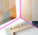 MCM Style Abstract Square, Framed Canvas Print, Mid-Century Modern Wall Art, Pastel Colors, Large Horizontal Wall Art Print