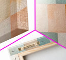 Midcentury Modern Style Abstract Square, Framed Canvas Print, MCM Modern Wall Art, Pastel Colors, Large Horizontal Wall Art Print