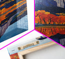 Fall In The Mountains Framed Canvas Print, Housewarming Gift, Boho Landscape Painting, Autumn Wall Art, Top Selling Wall Art