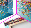 Beautiful Wild Flower Wall Art with Turquoise Background, Modern Farmhouse, Boho Style living room art, Minimalist Floral Print