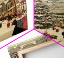 Christmas in Demark Framed Canvas Print, European Christmas Village Wall Art, Snowy Christmas Village Print, Christmas Prints, Xmas Art