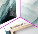 Indigo and Emerald Green Blue Ridge Mountains, Framed Canvas Print, Panoramic Home Decor, Horizontal Art, Mountain Landscape Painting