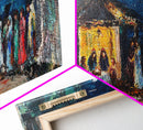 Abstract Oil Painting Print of The Nativity - Framed Canvas Print - Christian Christmas Wall Art - Wood Framed Art - Above Mantle Art