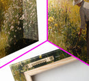 Victorian Oil Painting Print of a Woman In The Garden, Framed Canvas Print, Ready To Hang Art, Woman in Garden Painting Home Decor