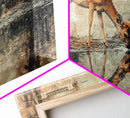 Reflection of a Deer Drinking Water - Framed Canvas Print - Cute Farmhouse Wall Art - Farmhouse Decor