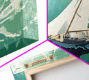 Bird's Eye View of a Sailboat Nautical Painting Print, Framed Canvas Art, Statement Piece, Nautical Centerpiece Wall Art
