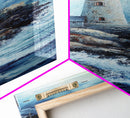 Framed Canvas Print Lighthouse Coastal Decor Nautical Painting Moody Art Ideal Tall Skinny Wall Art Living Room Above Sofa Coastal Painting