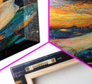 Abstract Angel Framed Canvas Print with Vibrant Colors, Phoenix Metal Art, Long Narrow Wall Art, Living Room Art, Vertical Wall Art
