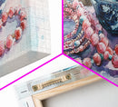 Beaded Necklace Canvas Print | Whimsical Boho Jewelry Wall Art | Pink and Blue Pastel Artwork | Feminine Room Decor | Gift Idea for Her