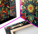 Elaborate Mandala Framed Canvas Print, Vibrant Boho Art, Spiritual Zen Wall Art, Geometric Ethereal Painting, Colorful Sacred Geometry
