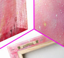 Crescent Moon Painting Canvas Print with Whimsical Starry Sky, Pink Wall Art for Living Room or Guest Room, Dreamy Decor