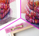 Beaded Bracelet Painting Canvas Print Featuring Whimsical Jewelry, Pink Orange Wall Art Ideal Bedroom or Dressing Room Art