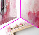 Pink Lipstick Art Canvas Print, Light Pink Wall Art, Feminine Abstract Painting, Modern Home Decor Piece for Bedroom or Bathroom