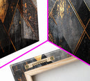 Geometric Gold Framed Canvas Print Art Deco Wabi Sabi Wall Art Rustic Modern Decor Unique Above Bed or Sofa Art Living Room Accent