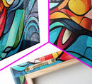 Abstract Goldfish Flow Framed Canvas Print, Whimsical Wall Art, Colorful Art, Teal Painting, Gift Idea, Skinny Wall Art, Bedroom Decor