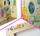 Framed Canvas Print of Science Art with Abstract Diagrams, Therapy Art, Brain Art, Panoramic Wall Art, Horizontal Living Room Art
