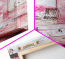 Vintage Vanity Decor Canvas Print, Pink Floral Art, Feminine Bedroom Wall Art, Cottagecore Rustic Aesthetic, Gift Idea, Light Pink Art
