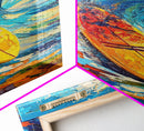 Energetic Surfboard Wave Canvas Print with Bold Abstract Coastal Painting and Nautical Decor for Extra Wide Wall Art Display