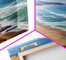 Panoramic Coastal Framed Canvas Print Blue Ocean View Nautical Landscape Art Extra Wide Wall Art Nautical Decor Living Room Beach Artwork