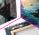 Magical Nightscape Framed Canvas Print Whimsical Fantasy Art Moody Wall Art Gift Idea Living Room Decor Dark Romantic Artwork