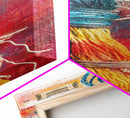 Abstract Yarn, geometric wall art, colorful painting, textured art, boho art, pink orange wall art, Canvas Print